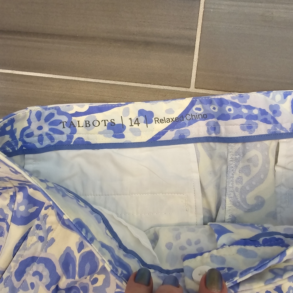 Talbots Relaxed Chino blue paisley size US 14 pants - Picture 4 of 4